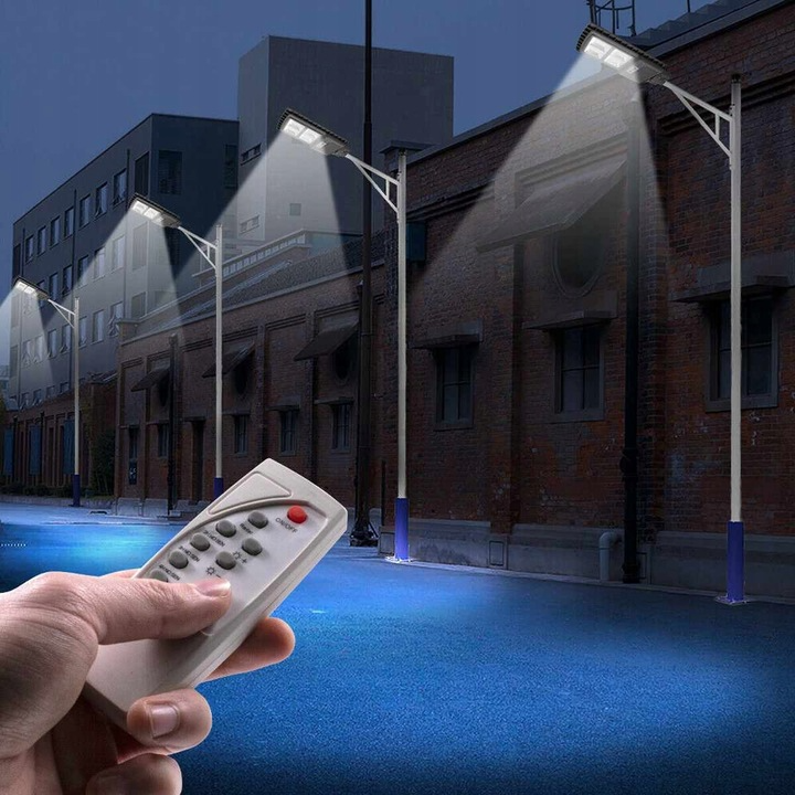 Lampa solarna LED 600W uliczna czujnik ruchu zmierzchu pilot uchwyt mocna - obrazek 9