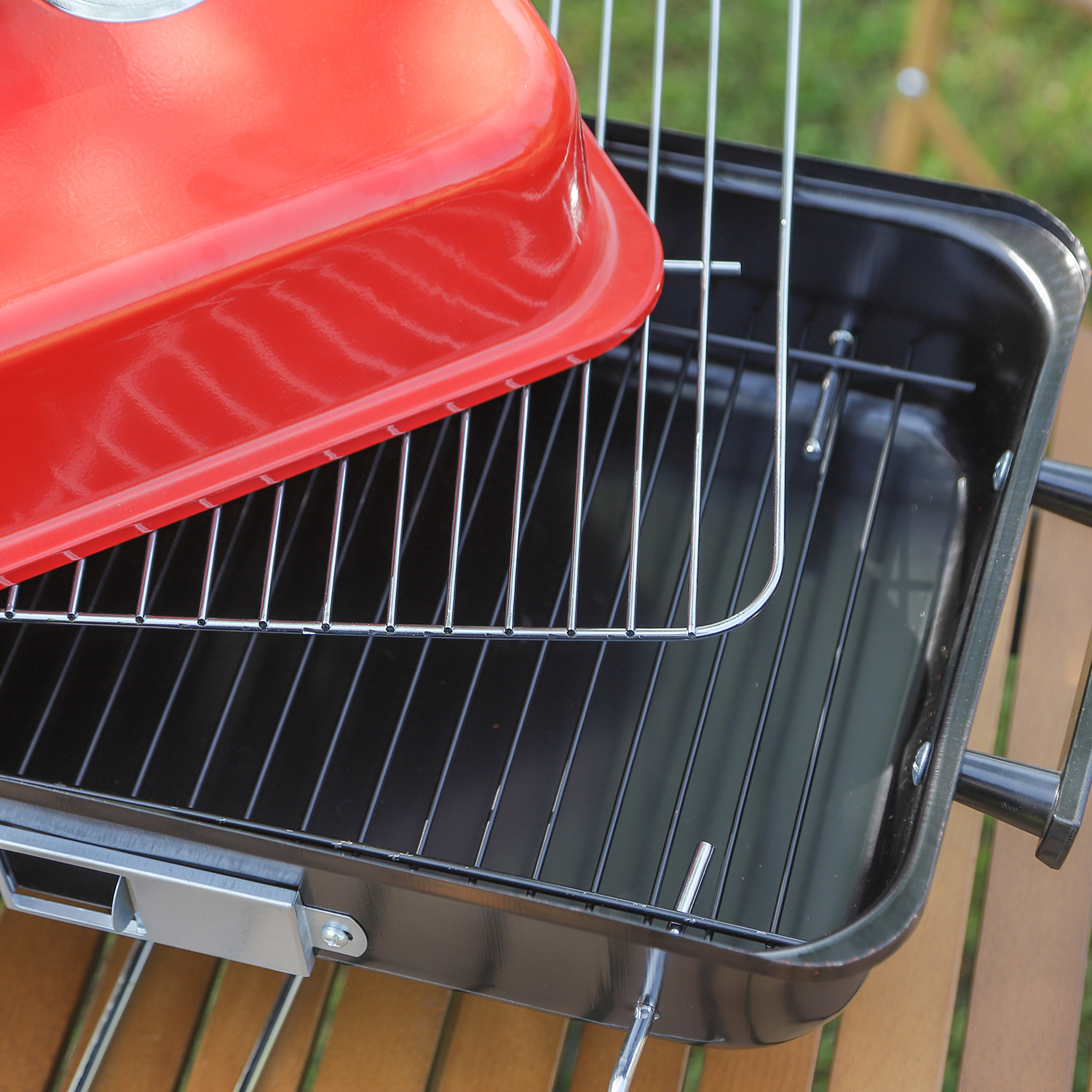 Grill ogrodowy turystyczny węglowy składany walizka z pokrywą przenośny BBQ ruszt - obrazek 9