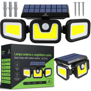 Lampa solarna LED 3w1 z czujnikiem ruchu i zmierzchu mocna ogrodowa zewnętrzna