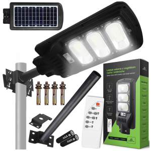 Lampa solarna LED 1400W uliczna z czujnikiem ruchu zmierzchu pilot mocna zewnętrzna