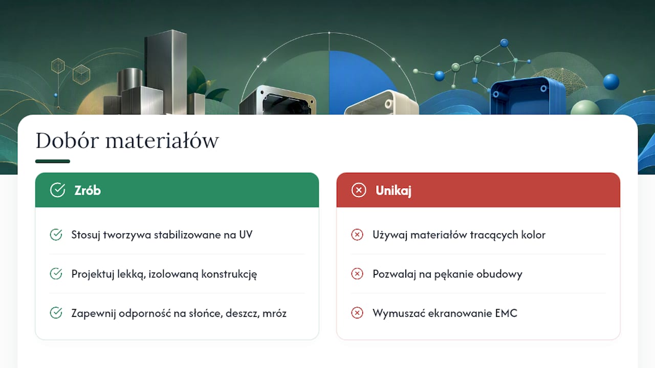 Jak OgródŚwieci dobiera materiały do obudów lamp solarnych — overview diagram
