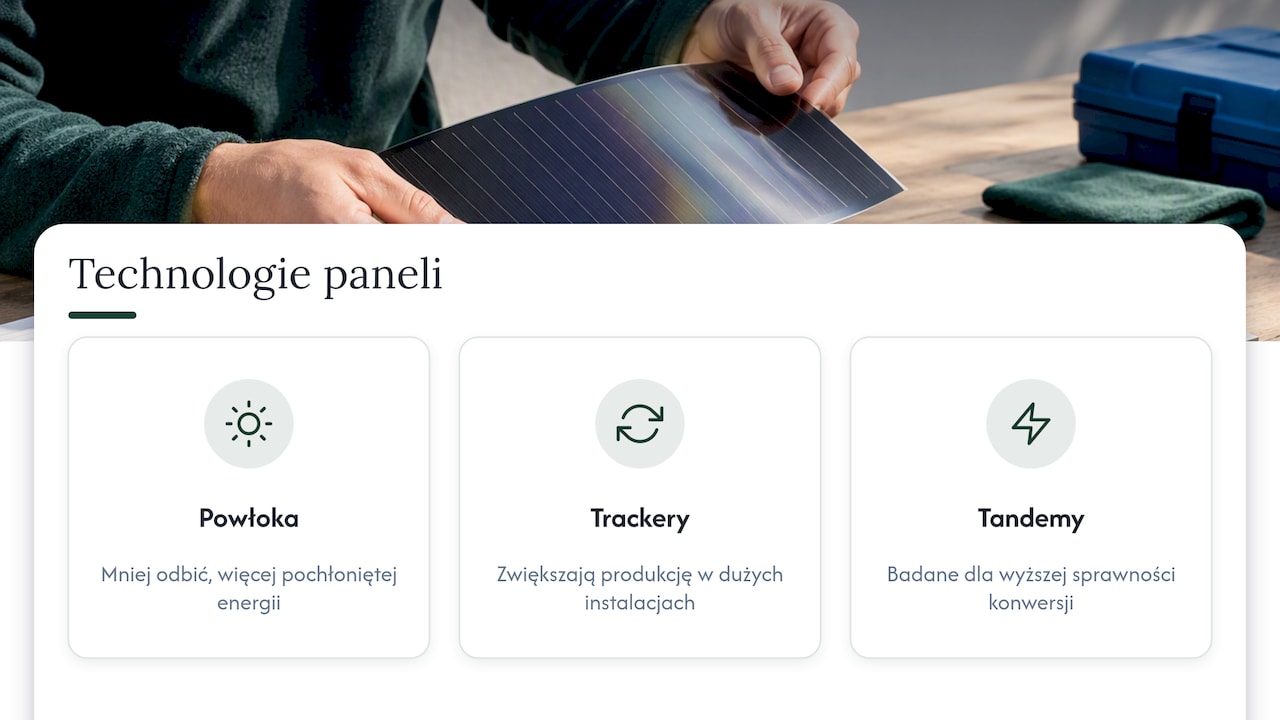 Technologie zwiększające wydajność paneli amorficznych — overview diagram
